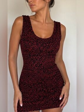 Scoop Neck Red & Black Mini Dress